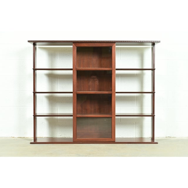 Frank Lloyd Wright Taliesin Mahogany Bookcase or Room Divider, Newly Refinished For Sale - Image 14 of 14