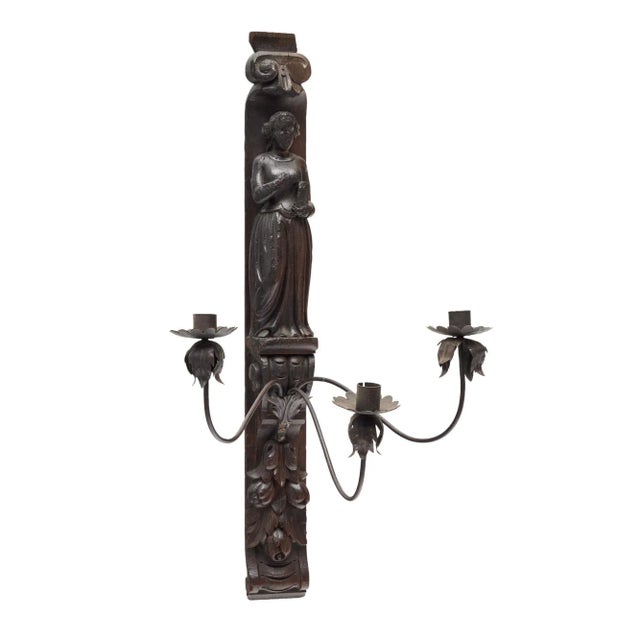 17th Century French Antique Wooden Candle Sconce For Sale - Image 5 of 9