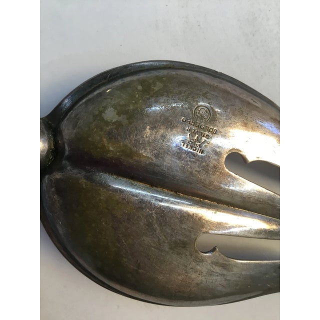 1910s Antique Ebonized Handles Silver Plate Salad Serving Set. For Sale - Image 5 of 10