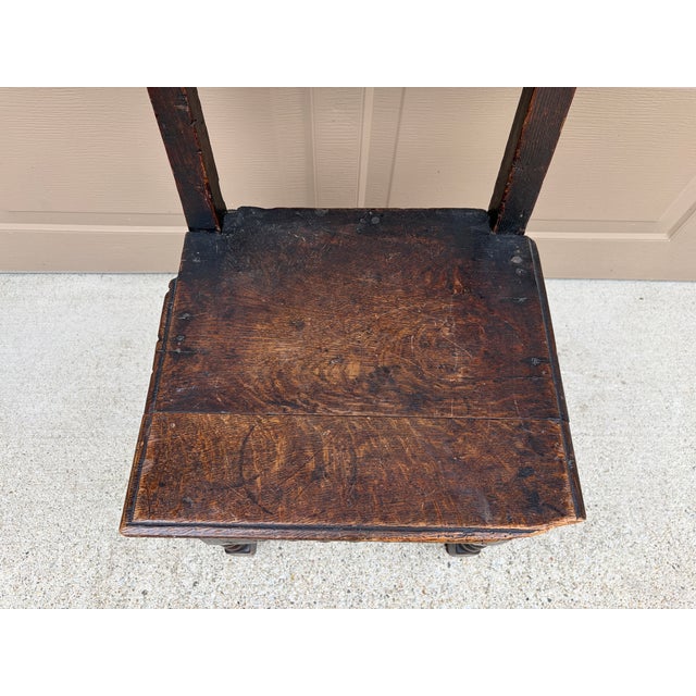 17th Century English Yorkshire Oak Backstool Chairs, a Pair For Sale - Image 16 of 17