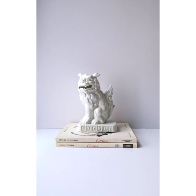Japanese White Porcelain Foo Dog Lion Decorative Object or Bookend From Japan For Sale - Image 3 of 8
