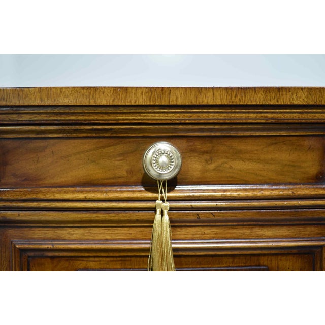 Mid Century French Regency Burled Walnut 9-Drawer Highboy With Brass Hardware by Karges Indiana For Sale - Image 11 of 16