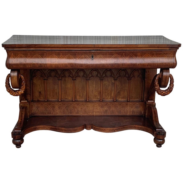 Early Biedermeier Period Walnut Console Table with Drawer, Austria, circa 1830 For Sale - Image 15 of 18