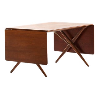 Dining Table Model AT-309 in Brass, Oak and Teak by Hans Wegner, 1950s For Sale
