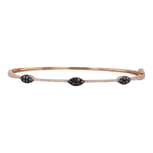 0.36ctw Black White Diamond Bangle Bracelet 14k Rose Gold 6.5" Stackable