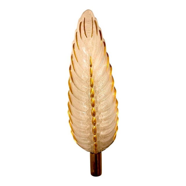Art Deco Ezan Glass Feather Wall Sconces from Atelier Petitot, France, 1935, Set of 2 For Sale - Image 3 of 8
