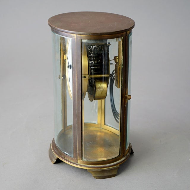 Glass Early 20th Century Seth Thomas Oval Mantel Clock with Crystal Case For Sale - Image 7 of 10