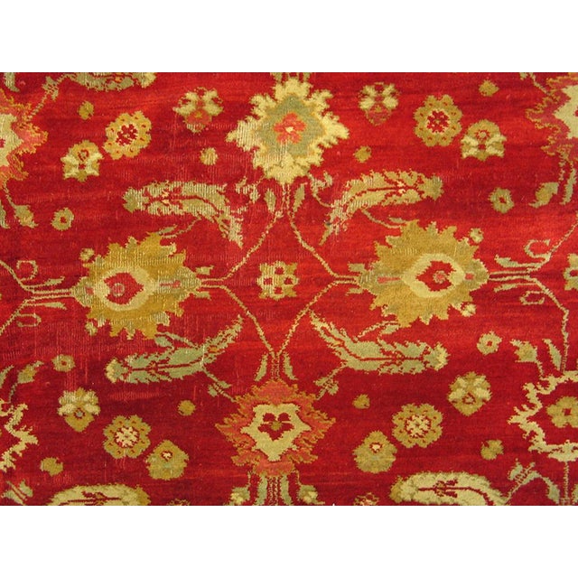 1880s Red Herati Antique Indian Agra Rug 11' 8"x 15' Handknotted Wool Carpet For Sale - Image 4 of 4