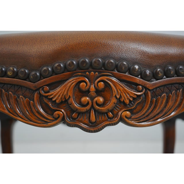 Theodore Alexander French Style Leather Seat Large Ottoman For Sale - Image 12 of 13