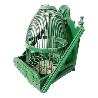 Vintage Bird Cage in Green For Sale