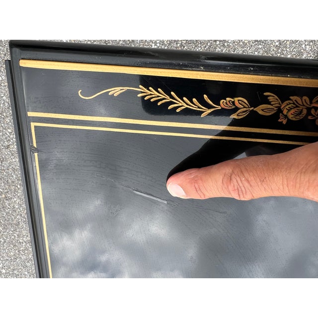 Drexel Et Cetera Asian Chinoiserie Black Lacquer Small Gateleg Side Table For Sale In West Palm - Image 6 of 8