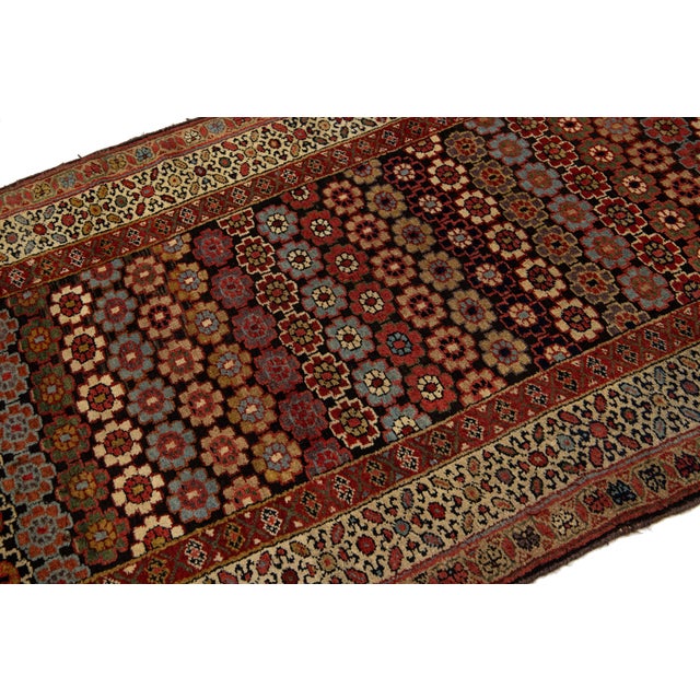 Brown Brown Antique Malayer Wool Runner Handmade With Floral Pattern For Sale - Image 8 of 9