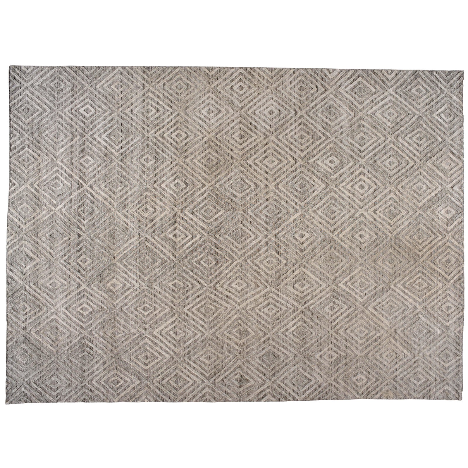 Gray Diamond Pattern Wool Rug 9' X 12' Chairish
