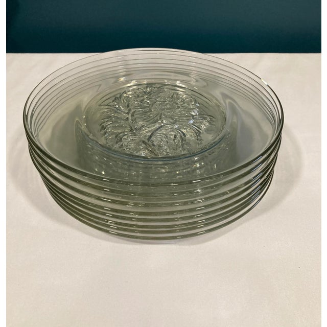 1960s Vintage Flower Cut Glass Salad or Appetizer Plates- Set of 8 For Sale - Image 4 of 6