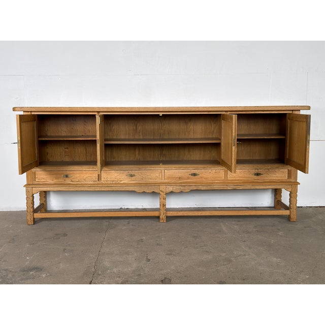 Mid-Century Modern Mid-Century Modern Low Brutalist Sideboard in Oak by Henning Kjaernulf, 1960s For Sale - Image 3 of 10