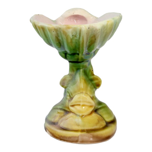 Antique English Majolica Dolphin Dish For Sale