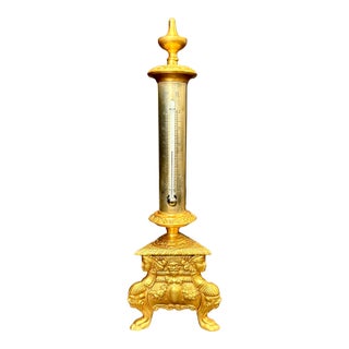 Grand Tour Neoclassical Gilt and Silvered Bronze Thermometer For Sale