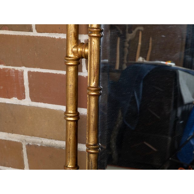 Midcentury Italian Gilt Faux Bamboo Mirror with Beveled Glass For Sale - Image 9 of 10