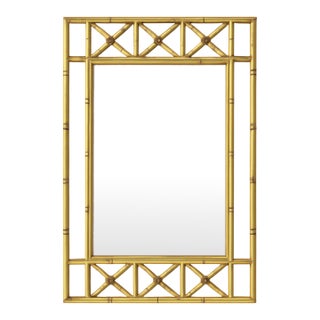 Vintage Faux Bamboo Rectangular Wall Mirror For Sale