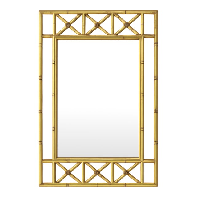 Vintage Faux Bamboo Rectangular Wall Mirror For Sale