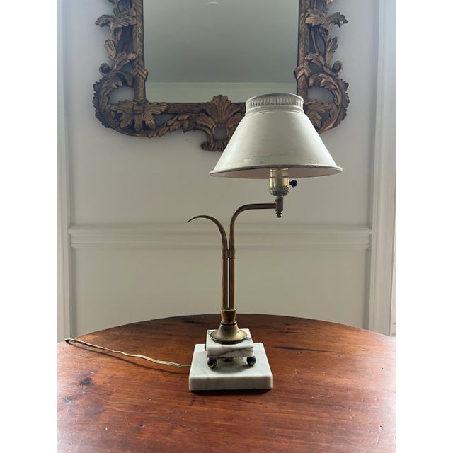 Vintage Brass Lamp With Marble Base For Sale - Image 11 of 12