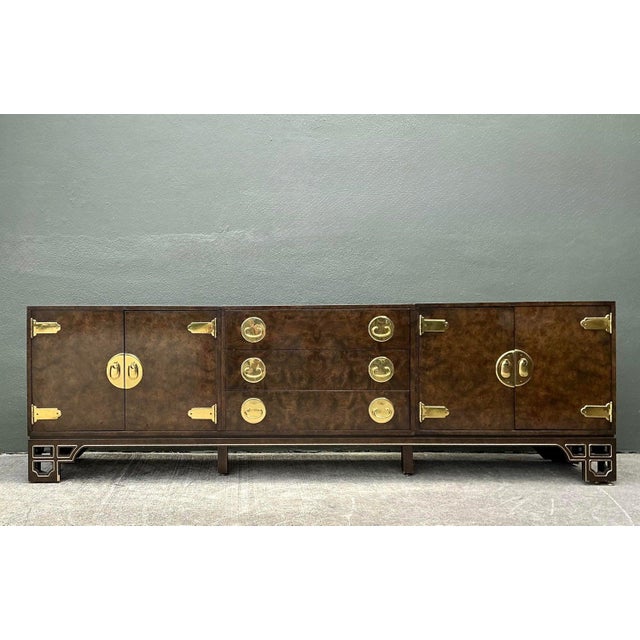 Vintage William Doezema for Mastercraft Burl Wood Medallion Credenza For Sale - Image 10 of 12