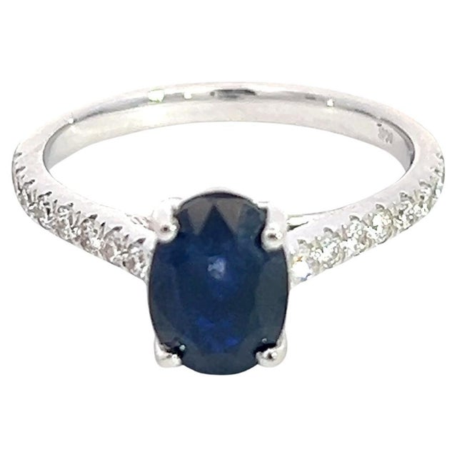 2010s Natural Sapphire Diamond Ring 6.5 14k W Gold 2.35 TCW Certified For Sale - Image 5 of 13