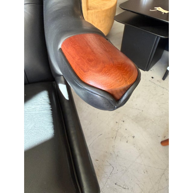 Mid 20th Century Hans Wegner A.P. Stolen Papa Bear Chair AP-19 & Ottoman Redone in Black Leather For Sale - Image 18 of 18
