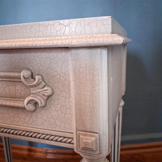 French Louis XVI Crackle Lacquered Bedside Tables, 1960s, Set of 2 For Sale - Image 10 of 16