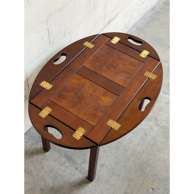 Wood Vintage Scandinavian Mid Century Modern Transforming Wooden Tray Table For Sale - Image 7 of 9