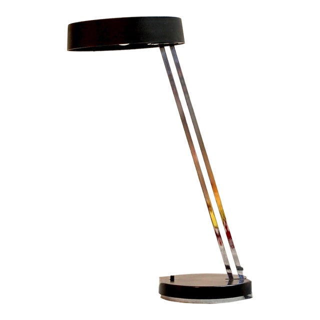 Small Black Disc Desk Lamp by Lightolier For Sale