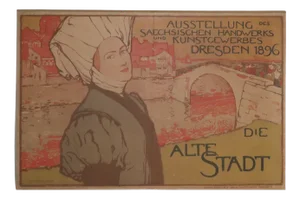 Art Nouveau Exhibition of Saxon Crafts and Arts and Crafts Poster, Dresden, 1896
