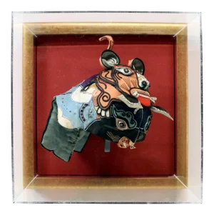 Framed Antique Chinese Child Tiger-Head Hat