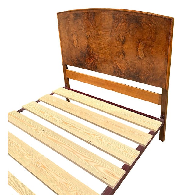 Art Deco Figured Walnut Double Bed, 1920s For Sale - Image 3 of 13