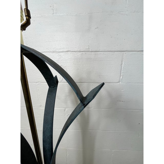 Green 1980s Post-Modern Iron Floor Lamp Palm Design For Sale - Image 8 of 12