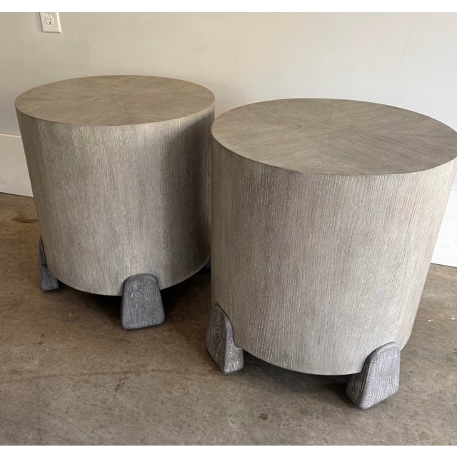 Contemporary Designer Sample Pair of Wood End Tables For Sale - Image 3 of 10