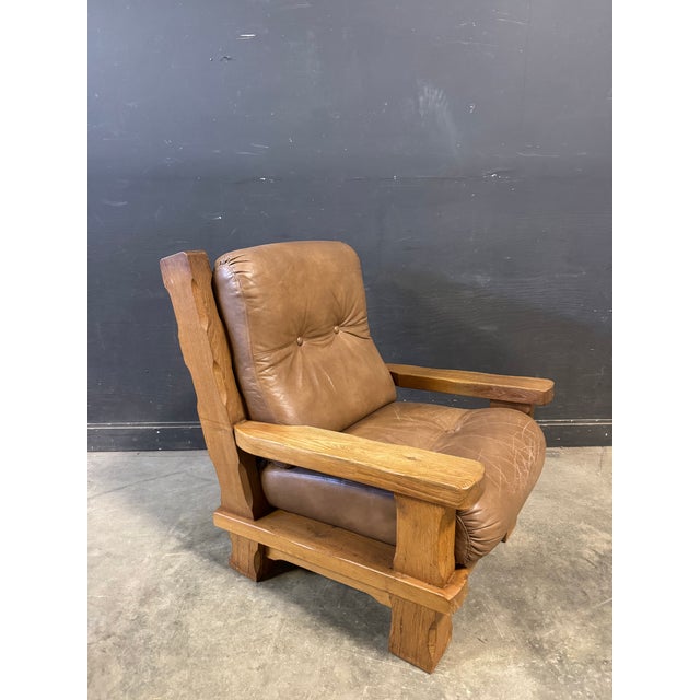 1970’s Belgian Brutalist Oak Lounge Chair For Sale In New York - Image 6 of 11