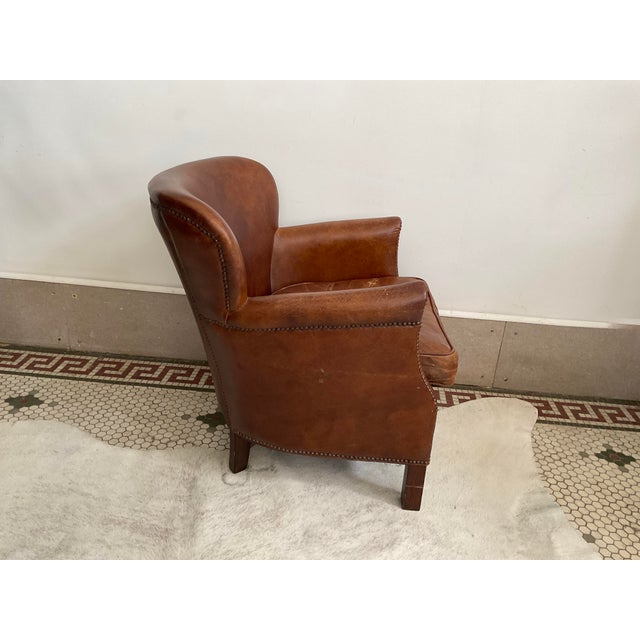 1990s Vintage Distressed Brown Leather Club Chair For Sale - Image 5 of 17