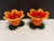 Glass Vintage Art Glass Tulip Votive Candle Holders – Orange & Yellow Flower on Green Leaf Base (Set of 2) For Sale - Image 7 of 7