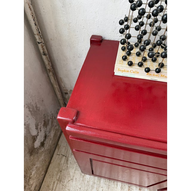 Vintage Red Lacquered Sideboard in Wood, 1970 For Sale - Image 15 of 18
