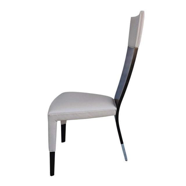 Pietro Costantini - Set of Eight Jade Dining Chairs With Chrome Leg Caps For Sale - Image 12 of 16
