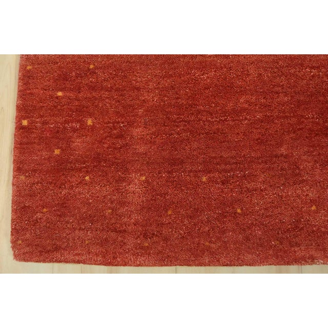 Gabbeh Runner 3′ X 10’1” Red Wool Contemporary Hand-Knotted Oriental Rug For Sale - Image 10 of 13