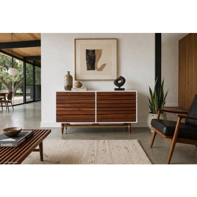 Fabulous mid-century walnut and lacquered dresser designed by Michael L. Gershun for American of Martinsville in the...