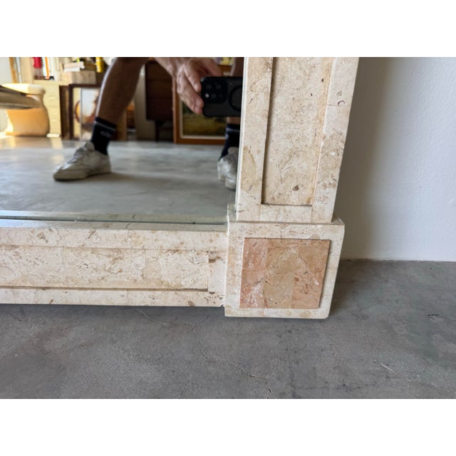 Vintage Maitland-Smith Style Tessellated Stone Arched Wall Mirror For Sale In Miami - Image 6 of 12