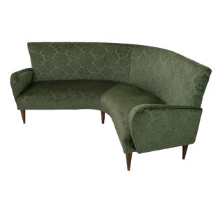 Mid-Century Italian Velvet and Damask Sofa, 1950s For Sale
