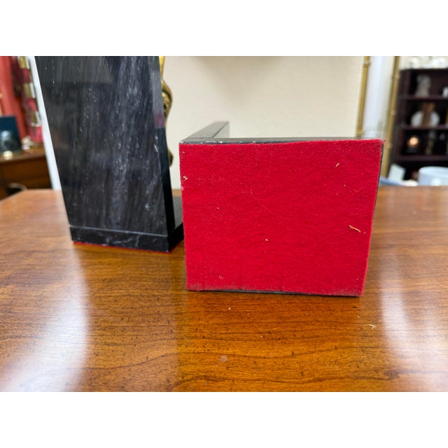 Vintage Brass and Marble Horse Bookends For Sale - Image 4 of 6