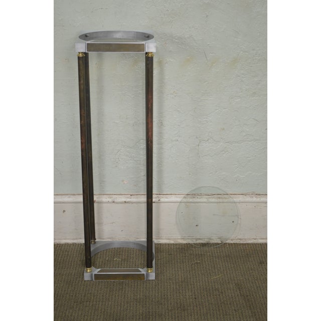 Mid Century Modern Mixed Metal Inset Glass Top Plant Stand Chairish