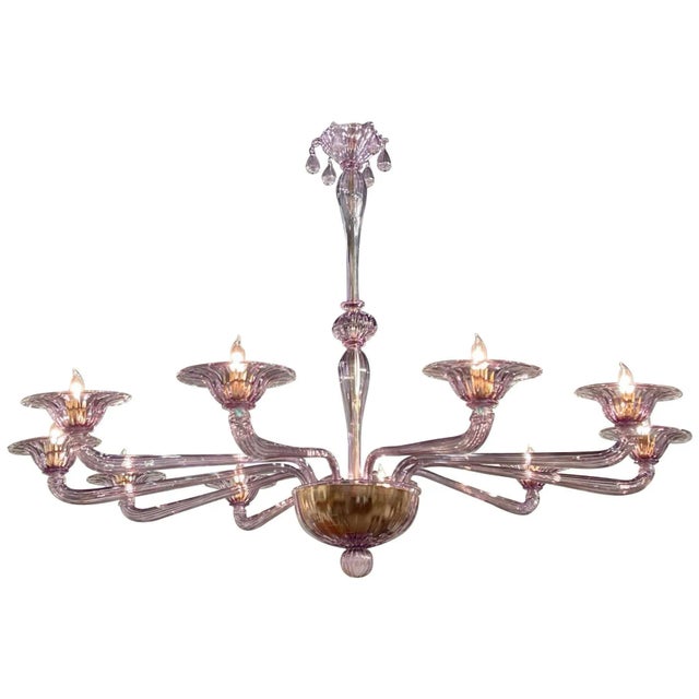 Lavender Modern Italian Murano Glass 10 Arm Chandelier in Lavender For Sale - Image 8 of 8