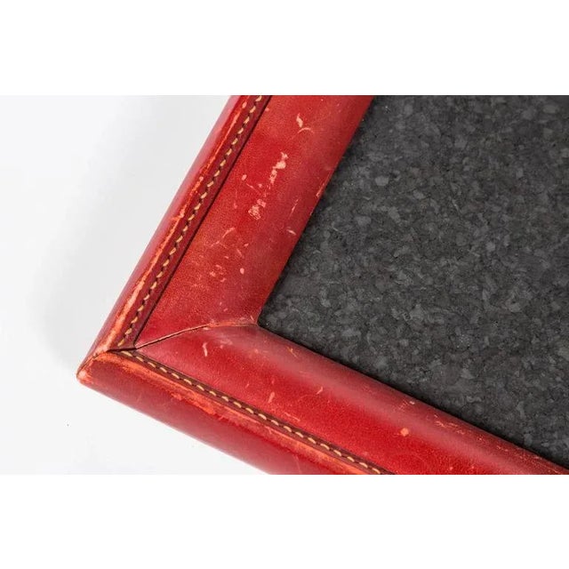 1950s French Hand-Stitched Red Leather Frame For Sale - Image 4 of 9