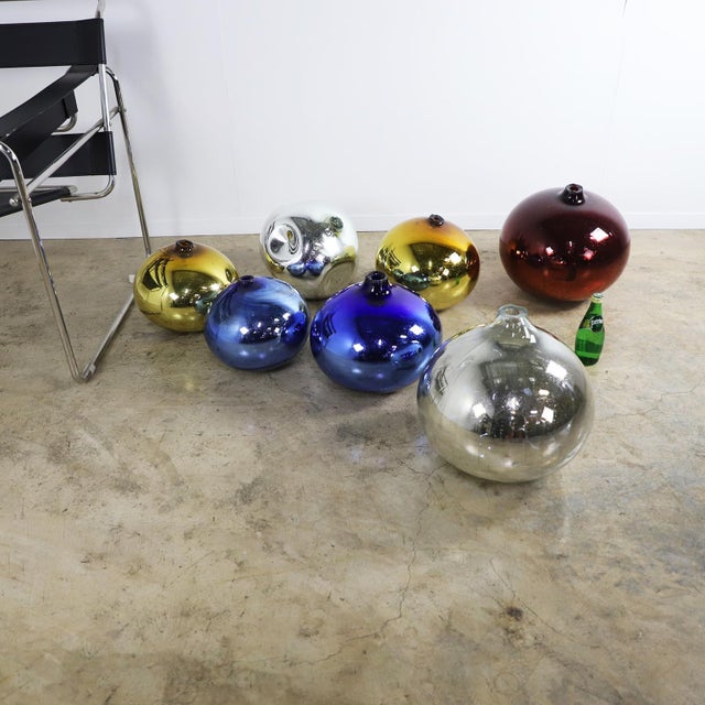 1950s 1950s Giant Mexican Modernism Mercury Glass Spheres Set of 7 For Sale - Image 5 of 5